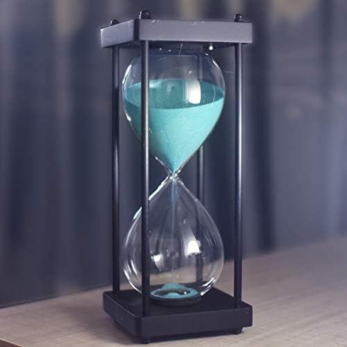 Hourglass Timer 60 Minute, Black Wooden Sand Timer, Green