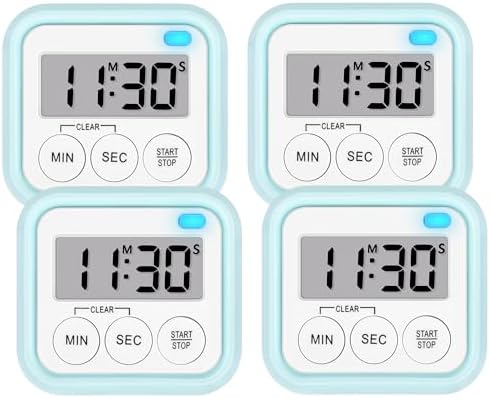 Timer, Kitchen Timers for Cooking Classroom Timer for Kids Teachers Magnetic Digital Timers 4 Pack, Blue