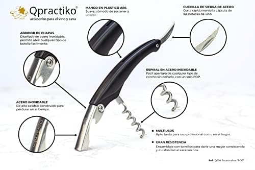 Stainless Steel Server Corkscrew | Durable & Elegant Design | Ergonomic Handle | Easy-to-Use Lever Mechanism | Ideal for Wine Enthusiasts | Model Q004