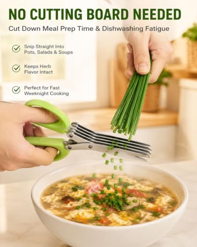5 Blade Multi Layer Stainless Steel Herb Kitchen Scissors Food Fast Slicing