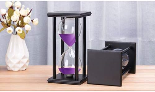 Hourglass 60 Minutes Purple Sand Timer, Black Wooden Frame Sandglass