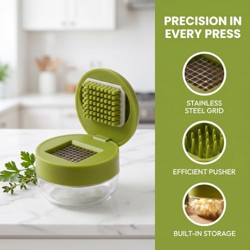 Garlic Press and Chopper, 2026 New Mini Garlic Press and Grinder for Kitchen, Portable Garlic Chopper Crusher Tool, Manual Garlic Cutter for Kitchen Cooking and Food Prep (2 Pack)