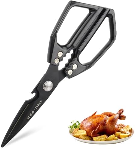 Kitchen Scissors, Heavy Duty Stainless Steel Kitchen Shears, Sharp Black Meat Scissor, All-Purpose Poultry Scissors, Japanese-Style Cooking Shears for Turkey, Chicken, Thanksgiving, Christmas