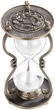 CNCJ Hourglass Timer Sand Clock 60 Minute: Brass Medieval Dragon White Sand Watch 60 Min, Large Reloj De Arena, Gothic Fantasy One Hour Sandglass for Gifts, Home, Desktop Decor