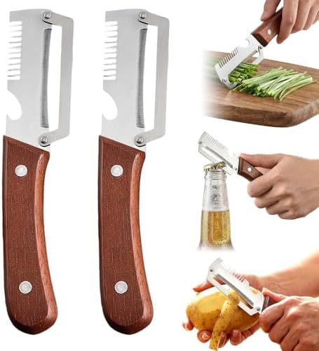 Vegetable Peeler for Kitchen,Multifunctional Stainless Steel Peeler with Wooden Handle and Bottle Opener, 2026 New Kitchen Gadget, Peeler for Fruit, Vegetable, Potatoes, Carrots, Apples (2PCS)