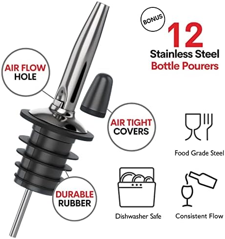 Bar Set Cocktail Shaker Set, Stainless Steel Mixology Bartender Kit, 28PC Cocktail Kit, Silver Cocktail Set, Bar Tools: 30oz Martini Shaker, Muddler, Bar Kit Cocktail Book, Jigger and Pourers