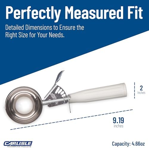 Carlisle FoodService Products 60300-6 Stainless Steel Portion Control Disher Scoop, 4.7 oz, White