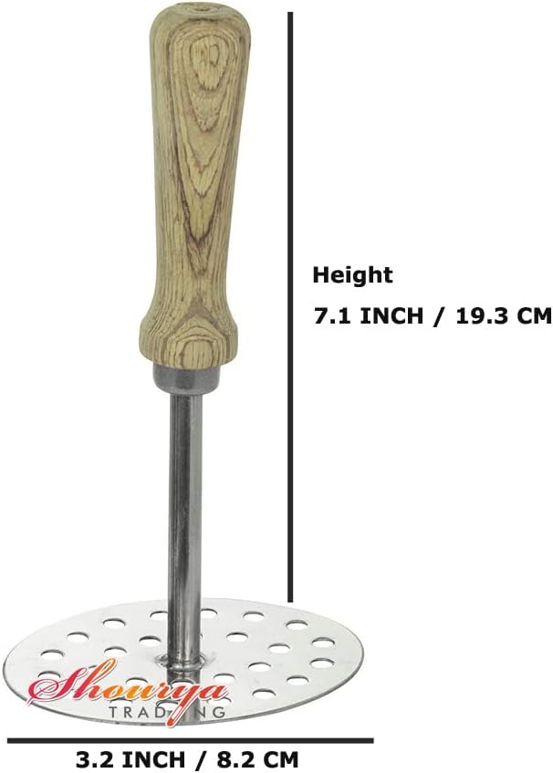 Stainless Steel Smooth Potato Masher Ricer Presser With Wooden Handle,Potato Masher