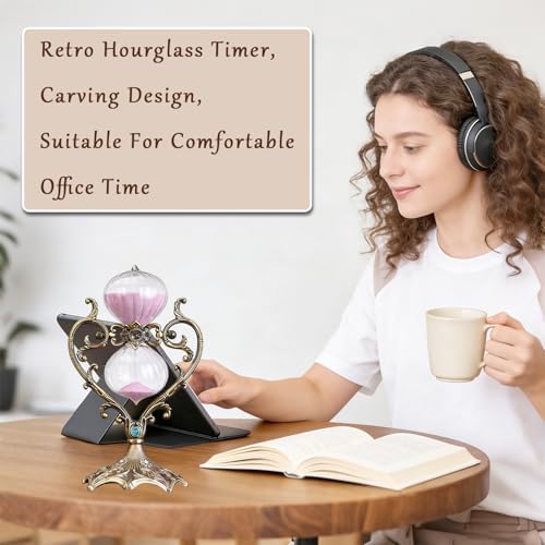 Sand Timer 30 Minutes,Hour Glass,Metal Vintage Hourglass,Hourglass Decor,for Home Decoration Office Desk Wedding Party Decor Kitchen Timer (FCopper Heart, 30 Min)