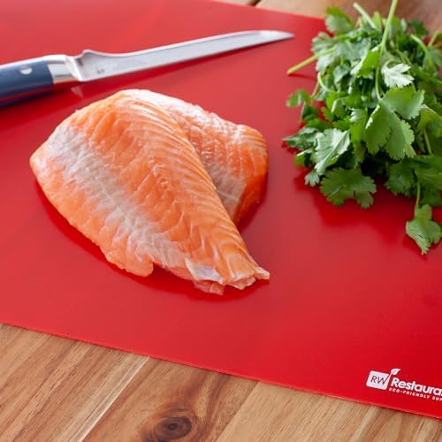 Restaurantware RW Base 18 Inch x 12 Inch Flexible Cutting Boards 1 Includes 4 Mats Cutting Mats For Cooking - Dishwasher-Safe Assorted Colors Plastic Cutting Board Set For Kitchen