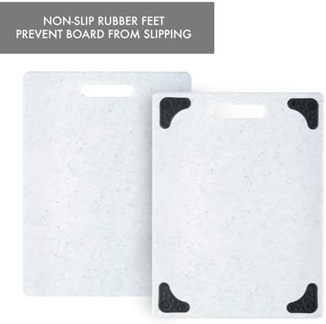 Dexas Superboard Cutting Board with Handle and Non-Slip Feet, 11 by 14.5 inches, Light Granite Color with Black Non-Slip Corners