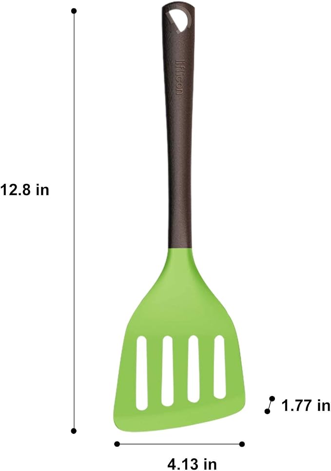 Liflicon Silicone Slotted Turner Spatula Perfect for Fish SpatulaFlipper and Omelet Turner Heat Resistant Up to 446 Degree Fahrenheit Kitchen Utensils Slotted Turner for Cooking-Chacha Slotted Turner