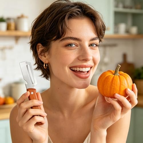 Kitchen Multi-Function Stainless Steel Thickened Fruit Peeler Knife Thickened Wooden Handle Kitchen Peeling Tools A [Wooden Handle, 1.8 Cm Thick, 2 Pieces] 2-In-1 Peeler + Box