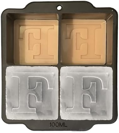 Monogrammed Ice Cubes Mold with Lid, 2 inch Whiskey Ice Cube Tray, Personalized Initials Silicone Cocktail Ice Cube Mold, Wedding Monogram, Thank You Gift, Gifts for Dad (Letter F)