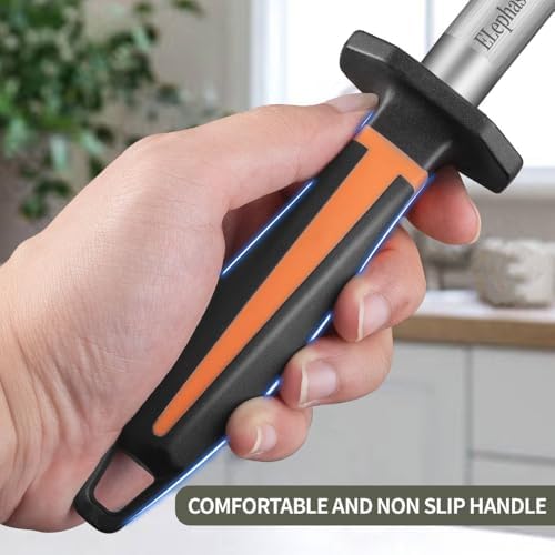 Selected High-Carbon Steel Honing Rod - Honing Steel Made of Hardened with Classic Simplicity Handle Sharpening Steel for Knife Sharpeners for Kitchen Knives (12IN-Flat)