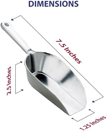 HIC Kitchen Flat Bottom Food Utility Scoop, 7.5-Inch, 185-Millimeter, Set of 2, Commercial-Grade Anodized Cast Aluminum