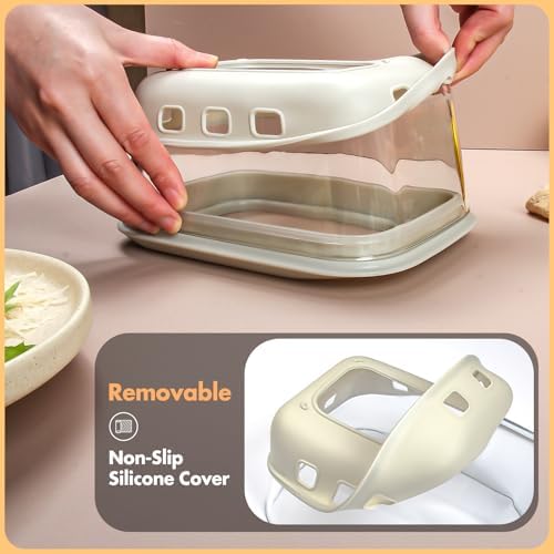 Glass Cheese Grater with Container, 46OZ Airtight Cheese Grater Bowl with Lid, Non-Slip Silicone Base, BPA-Free, Dishwasher & Freezer Safe for Cheese, Butter and Chocolate