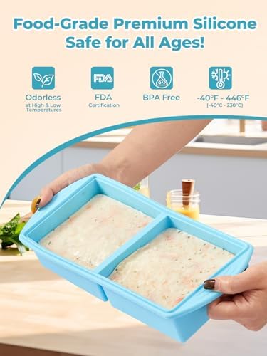 Silicone Freezer Tray with Lid for Soup Ice Cubes, 2Cup Large Ice Cube Tray
