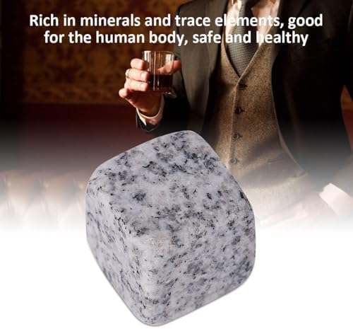 Whiskey Stones Gift Set with 9 Pcs Stones and Box, Reusable Ice Cubes Natural Granite Set Chilling Rocks Stones Beverage Chilling Stones for Drinks Home Bartender Gift for Whiskey Lovers(White)
