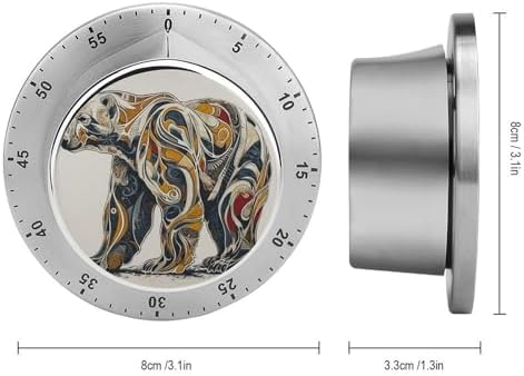 Abstract Polar Bear Kitchen Timers for Cooking Rich Colors Chef Cooking Timer Clock with Loud Alarm No Batteries Required Mechanical Desk Timer Magnetic Backing