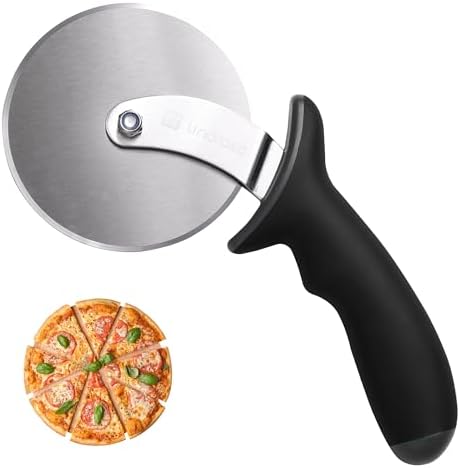 Linoroso Pizza Cutter Wheel, Durable Stainless Steel 4-Inch Pizza Wheel Cutter with Comfortable Safety Handle, Pizza Slicer Wheel for Cutting Through Pizza, Crust, Pie, Brownie, Flatbread, Black