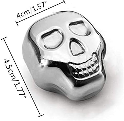 Stainless Steel Skull Shaped Whiskey Stones Set Reusable Chilling Rocks Ice Stones Gift for Whiskey Lovers