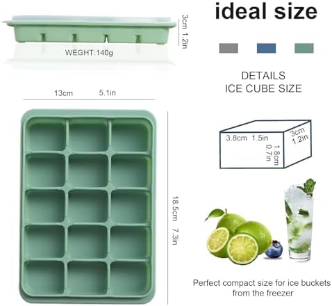 Silicone Ice Cube Trays, Green, Set of 3
