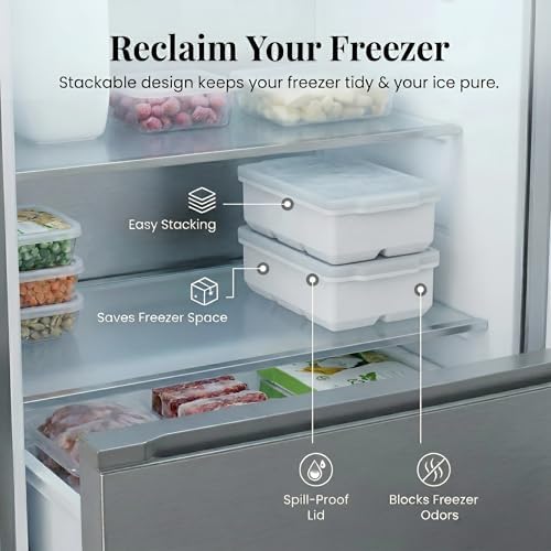 KitchFort® Large Silicone Ice Cube Tray (2-Pack) - 2" Big Ice Mold with Lid