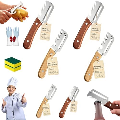 Ultimate Kitchen Multi Tool Peeler, Precision Peeler Pro, Solid Wood Non-Slip Handle, 3 in 1 vegetable peeler set, 2.5 mm Zero Pressure Peelers, for Cane, Potato, Fruit, Easy to Clean (A*2+B*2)