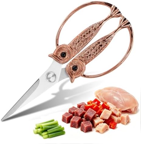 XSNBRD Kitchen Shears Heavy Duty, Rose Gold Stainless Owl Scissors.
