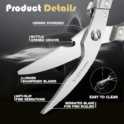 Huusk Kitchen Scissors Set Heavy Duty Spring Loaded All Purpose for Food