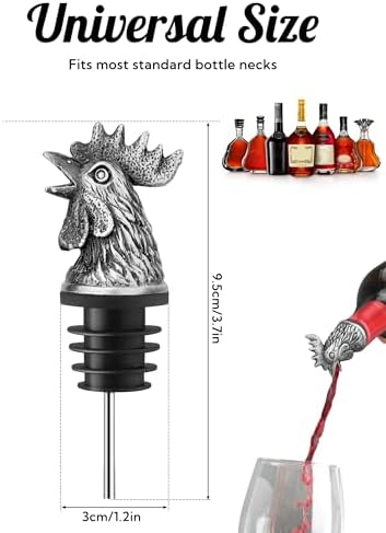 Animal Wine Pourer Spout, Drip Free Bottle Pourer & Stopper for Wine and Liquor Bottles, Funny Gift for Men, Dad, Hostess and Housewarming, Bar Cart Accessory for Holiday Party Decor, Multiple Animal