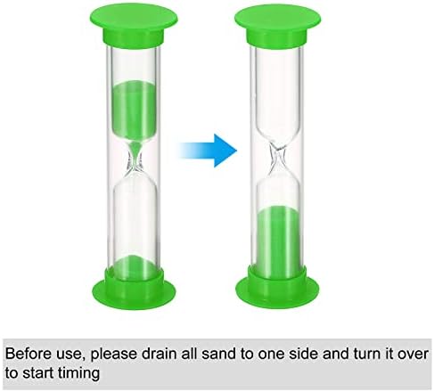 PATIKIL 3 Minute Sand Timer, 4Pcs Small Sandy Clock with Plastic Cover, Count Down Sand Glass for Games, Kitchen, Party Favors DIY Decoration, Green