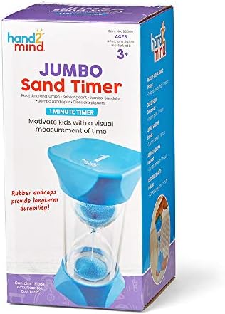 hand2mind Jumbo 1 Minute Sand Timer, Large Hourglass, Sand Clock for Kids, Quiet Timer for Classroom, Toddler Visual Countdown, Game and Calm Down Corner Supplies (Set of 1)