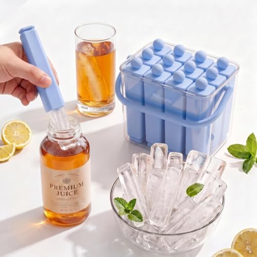 12 Individual Lidded Silicone Ice Cube Trays, Easy Release