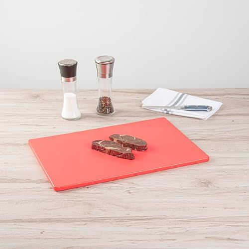 Restaurantware-Chef 101 18 x 12 Inch Cutting Board, 1 Color Coded Chopping Board - No Scratch, Dishwashable, Red Plastic Cutting Mat, No Slip, Reversible, For Raw Meat