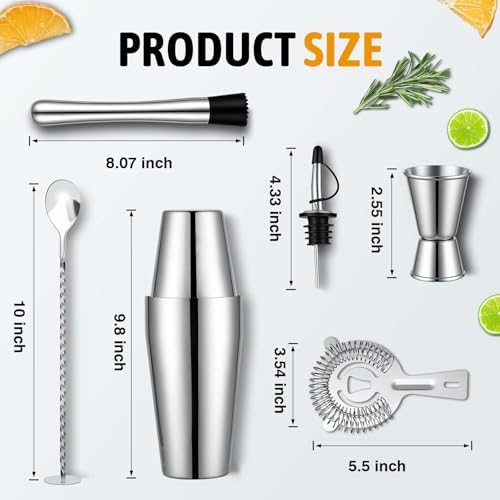 Mwellewm Cocktail Shaker Set, Boston Shakers, Bartending Drink Shaker Kit