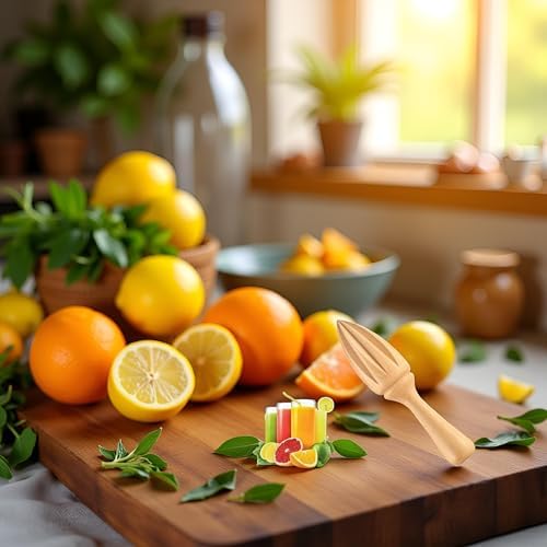 Wooden Citrus Reamer,Handheld Hand Citrus Lemon Juicer,Portable Fruit Squeezer,Kitchen Juicing Tool,Manual Orange Lemon Juice Reamer for Daily Home Bar Cafe Restaurant Use (Pack of 2)