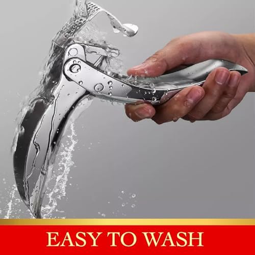 Heavy Duty Garlic Press, No Peeling Needed, Stainless Steel Professional Garlic Mincer & Crusher, Dual Lever-Assisted Design with Large Capacity Chamber for Effortless Garlic Crushing.