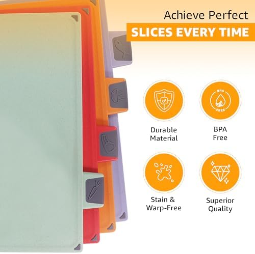 4-Piece Non-Toxic Cutting Board Set 12"L x 9"W with Premium Scissors and Holder (Tall Silver)