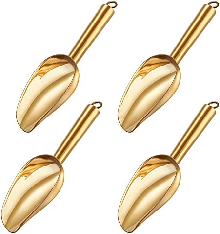 TeamFar Mini Scoop Set of 4, 3 Oz Small Ice Canister Candy Scoops - Gold