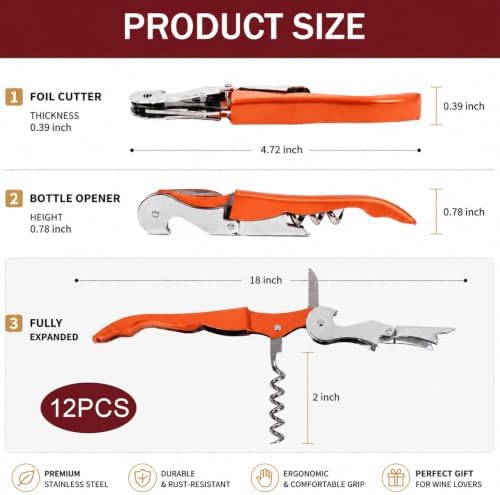 50 Pack Colorful Wine Key Corkscrew, Stainless Steel Waiter's Opener