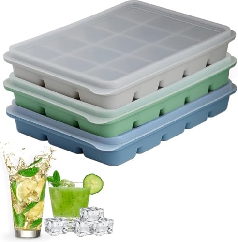 Ice Cube Trays, Green+Blue+Grey, Set of 3