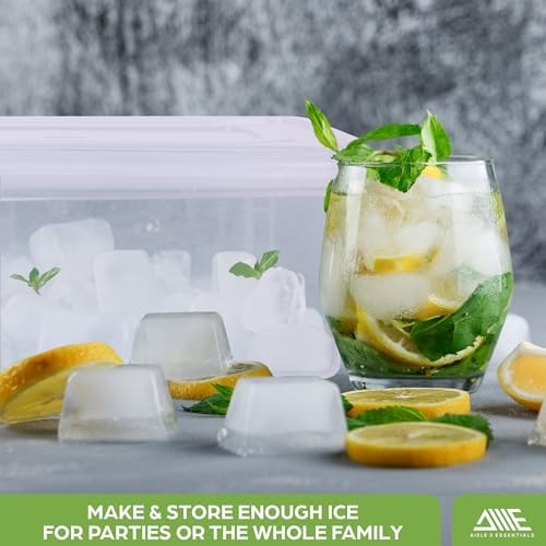 Ice Cube Tray with Bin, Stackable Lids, Green, 4 Pc, Ice Trays for Freezer