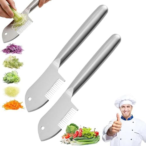 2Pcs Multi-Purpose Julienne Peeler Stainless Steel, Upgrade Vegetable Peeler for Kitchen, Vegetable Slicer, Precision Julienne Blade, Quick & Easy Kitchen Tool for Fruit, Potatoes, Carrot