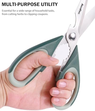 Kitchen Shears Scissors Food Scissors, 3-in-1 Multifunction Japanese Stainless Steel Meat Shears, Dishwasher Safe Sharp Shear All Purpose with Comfort Grip, Ideal for Everyday Use-Black