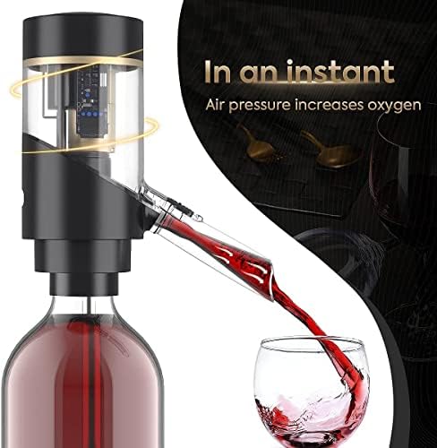 Electric Wine Aerator & Dispenser – One-Touch Automatic Wine Pourer with Decanter Function, Enhances Red & White Wine Flavor, Portable with Retractable Tube, USB-C Rechargeable, Mothers Day Gift
