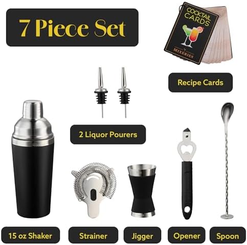 Excellent Grip Mixology Bartender Kit - Drink Mixer Set with All Essential Bar Accessories - Premium Bar Tool Set for The Ultimate Home Bar Experience, Housewarming Gifts New Home (Black)