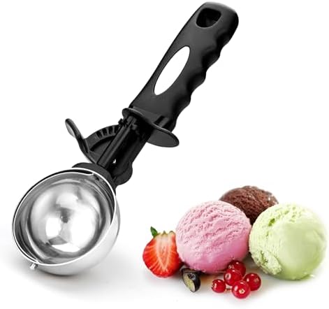Ice Cream Scoop with Trigger, 5 Tbsp Cookie Scoop for Baking, 2.45 Oz Cookie dough Scooper, Large Ice Cream Scooper, Stainless Steel Portion Scoop, 72.7 ml