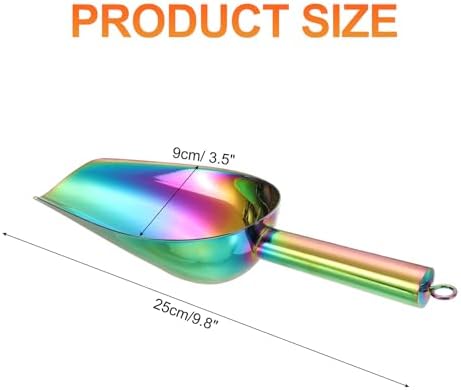 uxcell Metal Ice Scoop, 9.8" x 3.5"Stainless Steel Ice Scooper for Kitchen Party Bar Wedding Use, Rainbow
